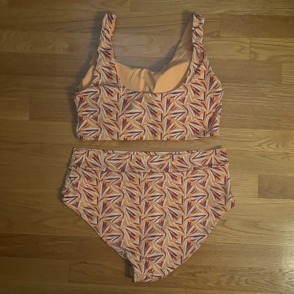 Orange patterned 2 piece Senita bathing suit, size large - Picture 2 of 4